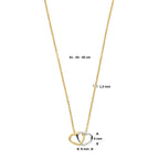 Collier hartjes 41 - 43 - 45 cm 14k bicolor goud geel/wit