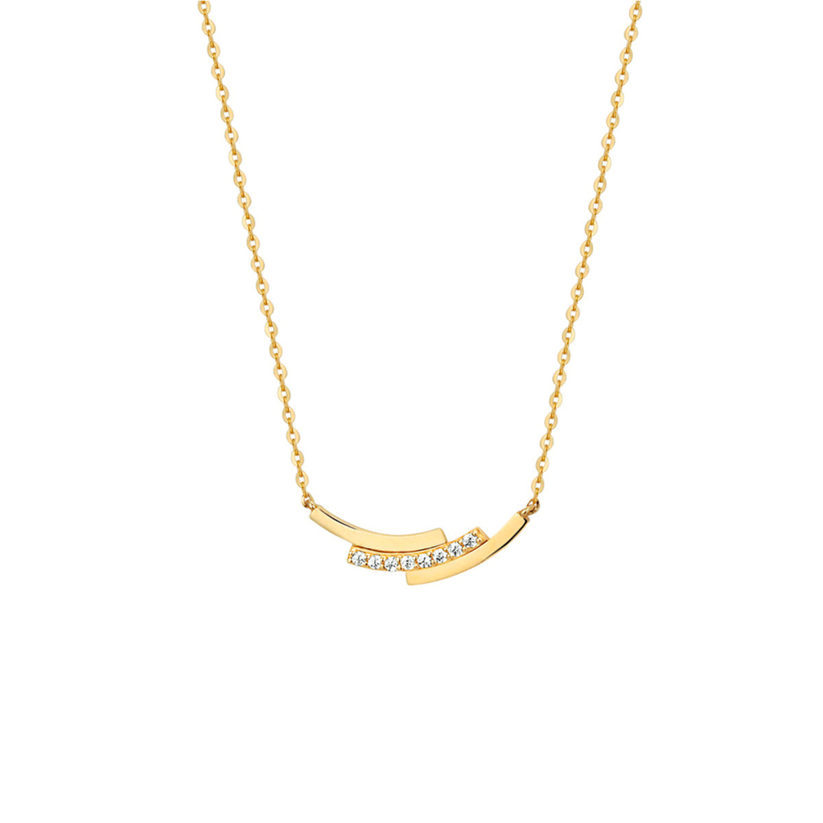 Collier zirkonia 41 - 43 - 45 cm 14k bicolor goud geel/wit
