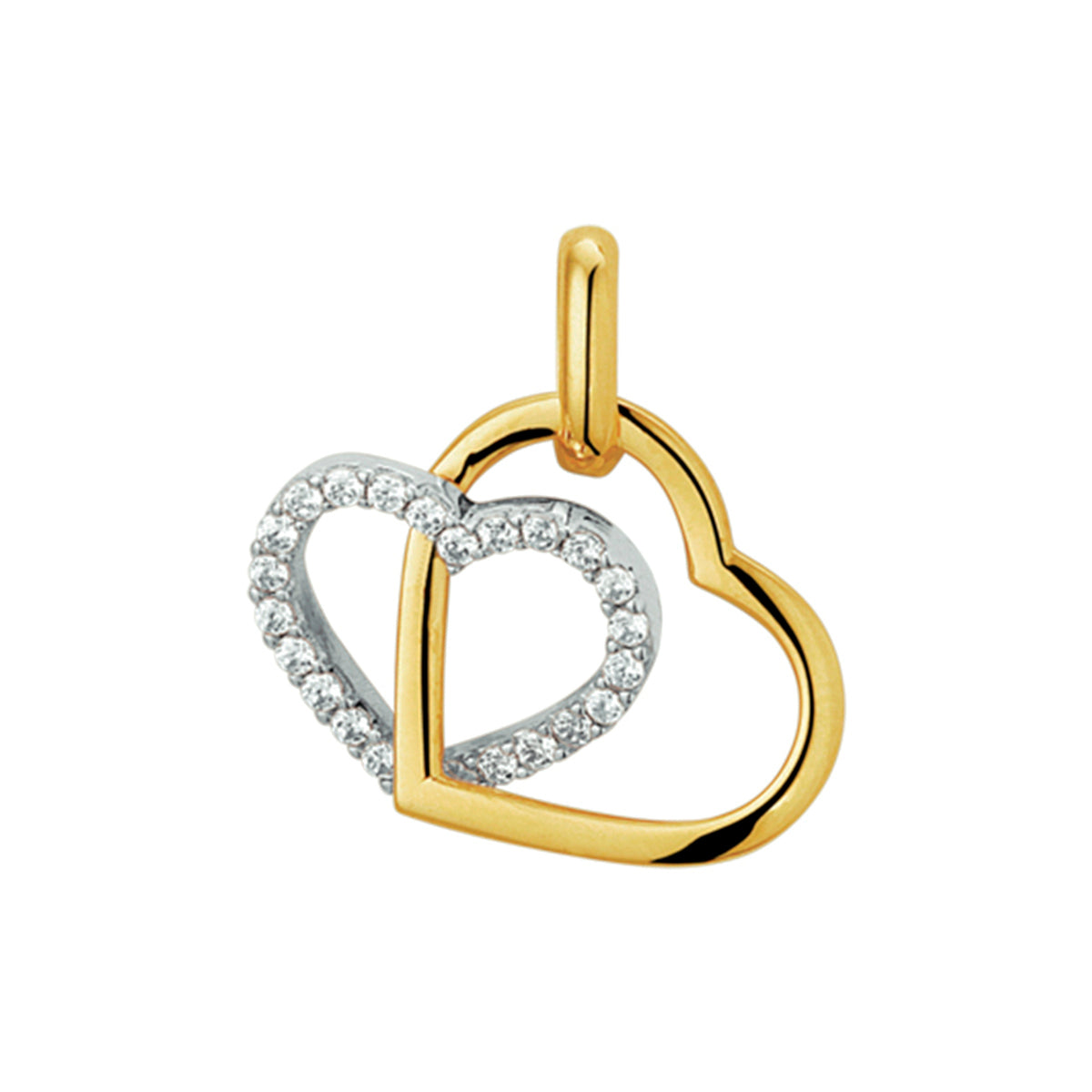Hanger hart zirkonia 14k bicolor goud geel/wit