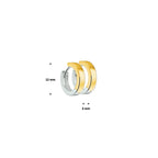 Klapoorringen 3,0 mm vlak 14k bicolor goud geel/wit