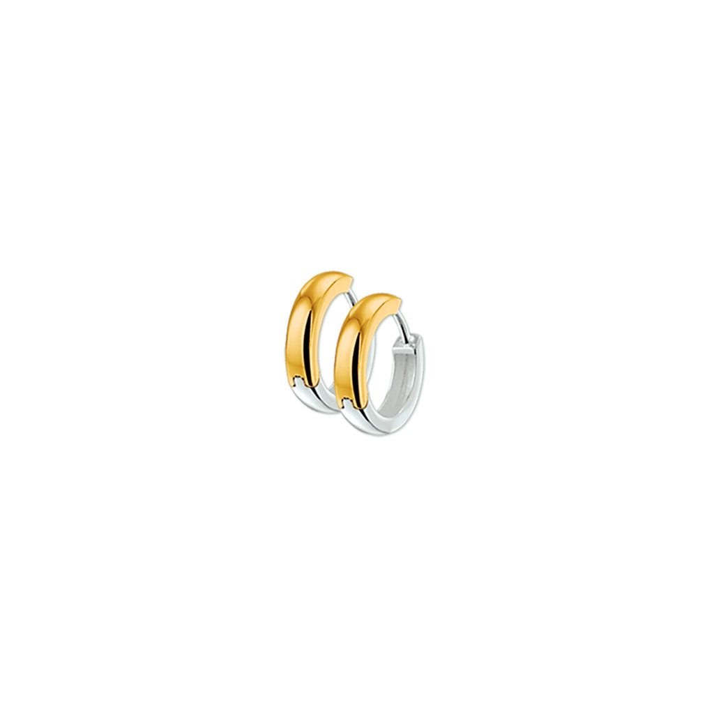 Klapoorringen 2,5 mm bol 14k bicolor goud geel/wit