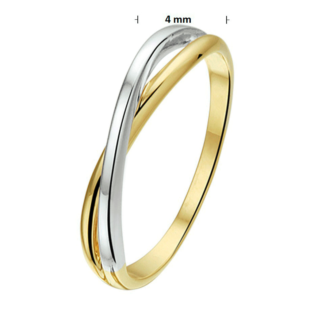 Ring 14k bicolor goud geel/wit