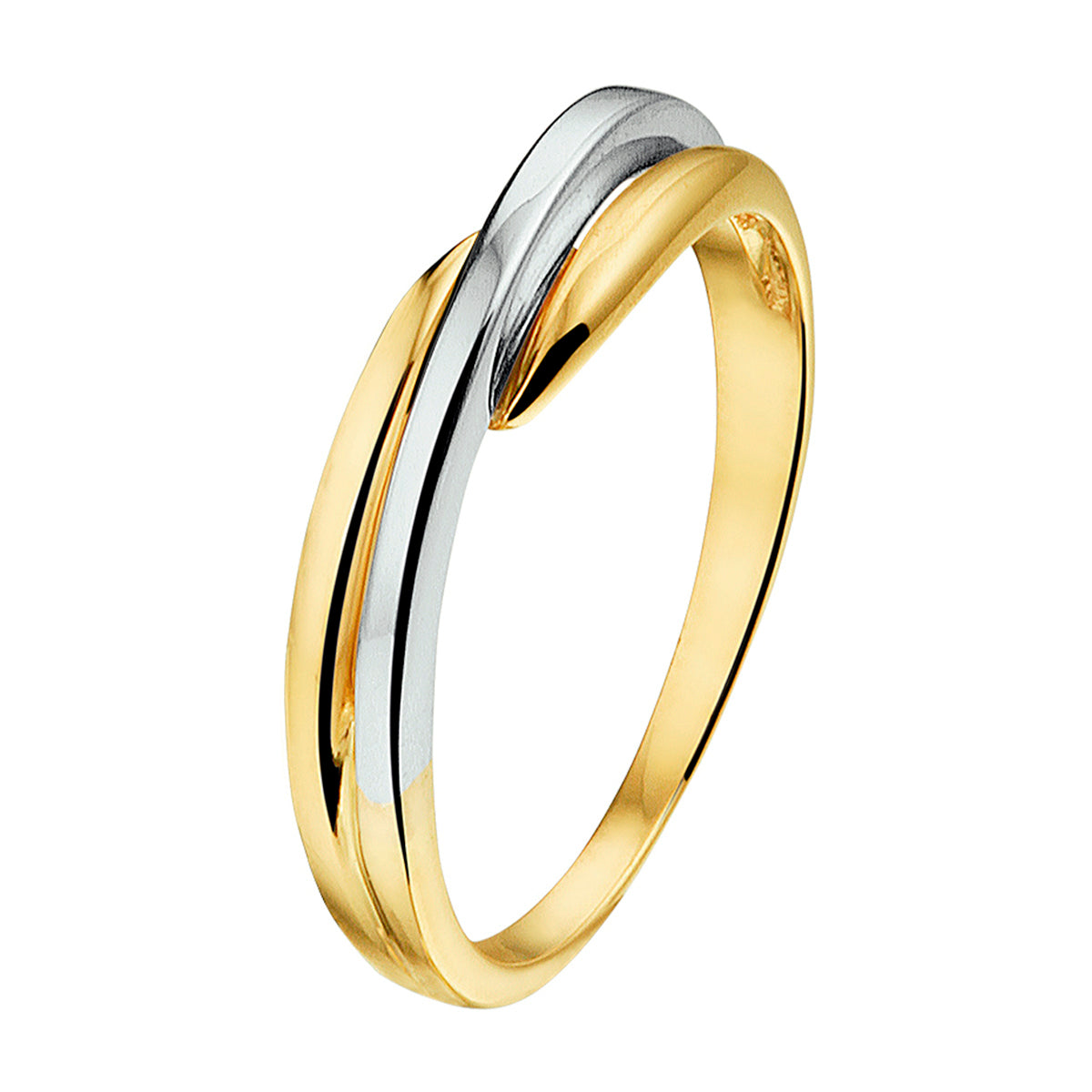 Ring 14k bicolor goud geel/wit