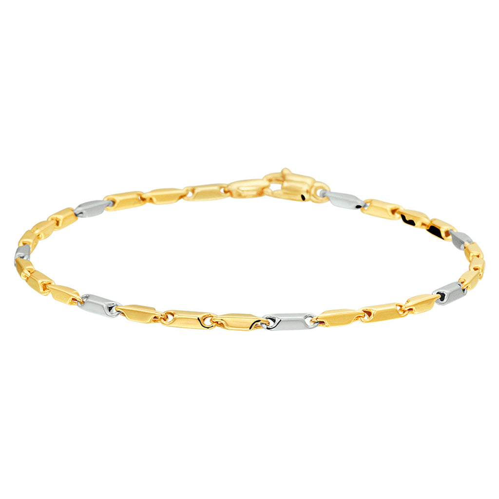 Armband 1,9 mm 19,5 cm 14k bicolor goud geel/wit