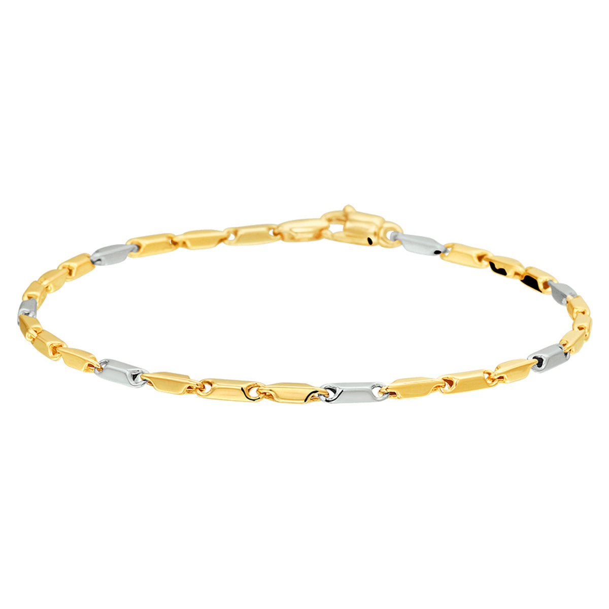 Armband 1,9 mm 19,5 cm 14k bicolor goud geel/wit