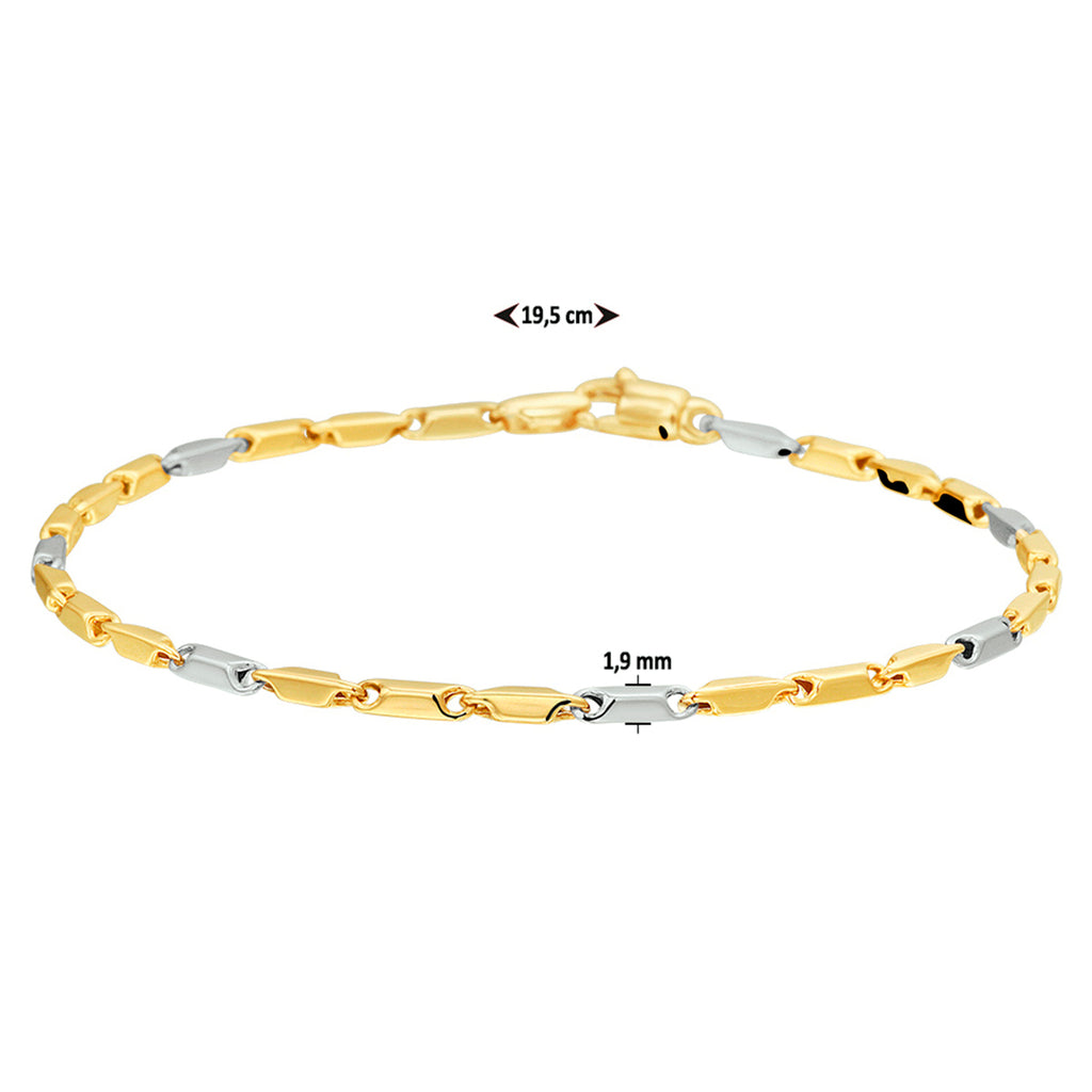 Armband 1,9 mm 19,5 cm 14k bicolor goud geel/wit