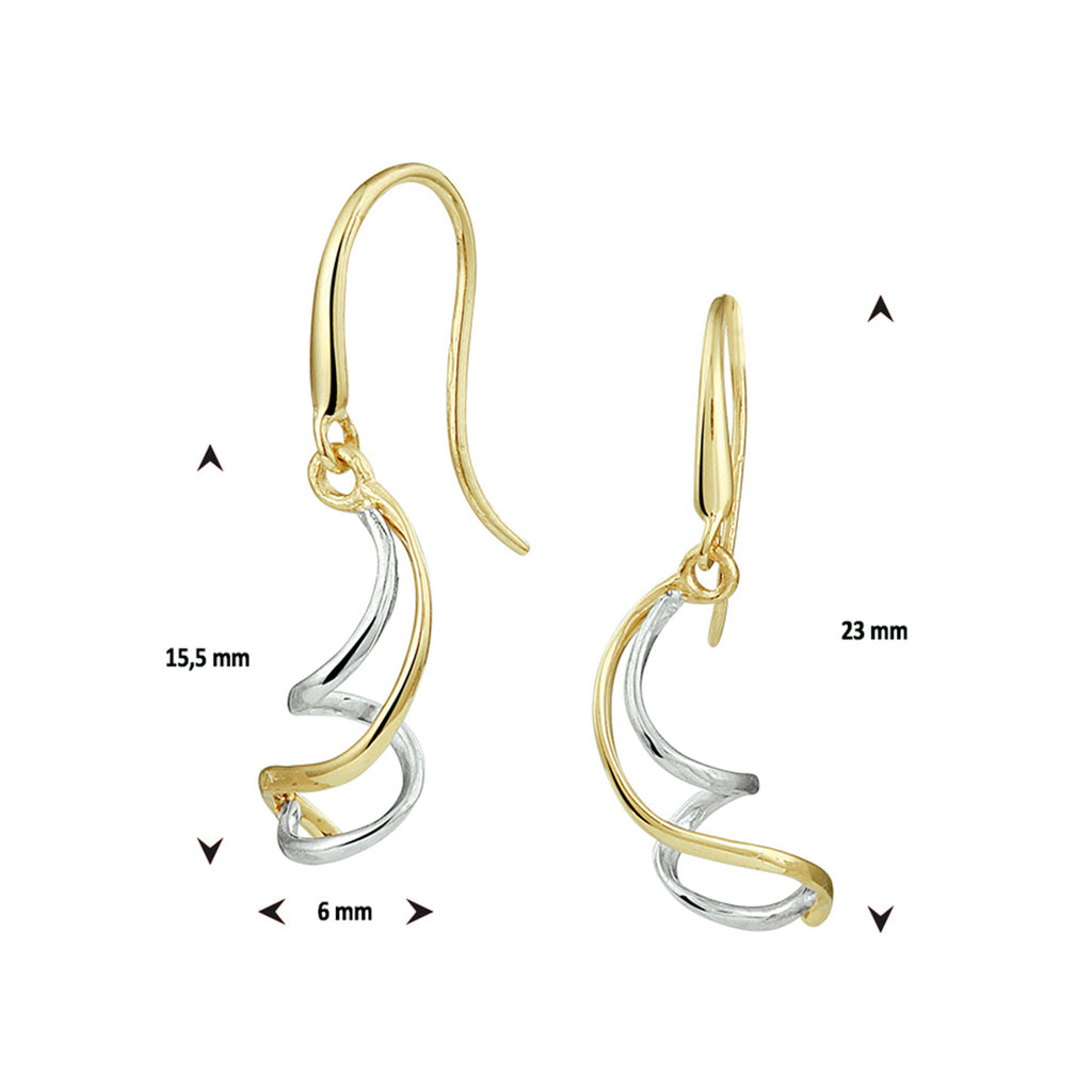 Oorhangers franse haak 14k bicolor goud geel/wit