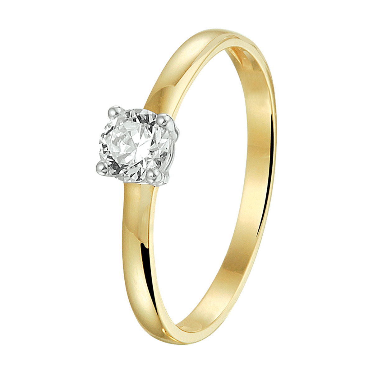 Ring zirkonia 14k bicolor goud geel/wit