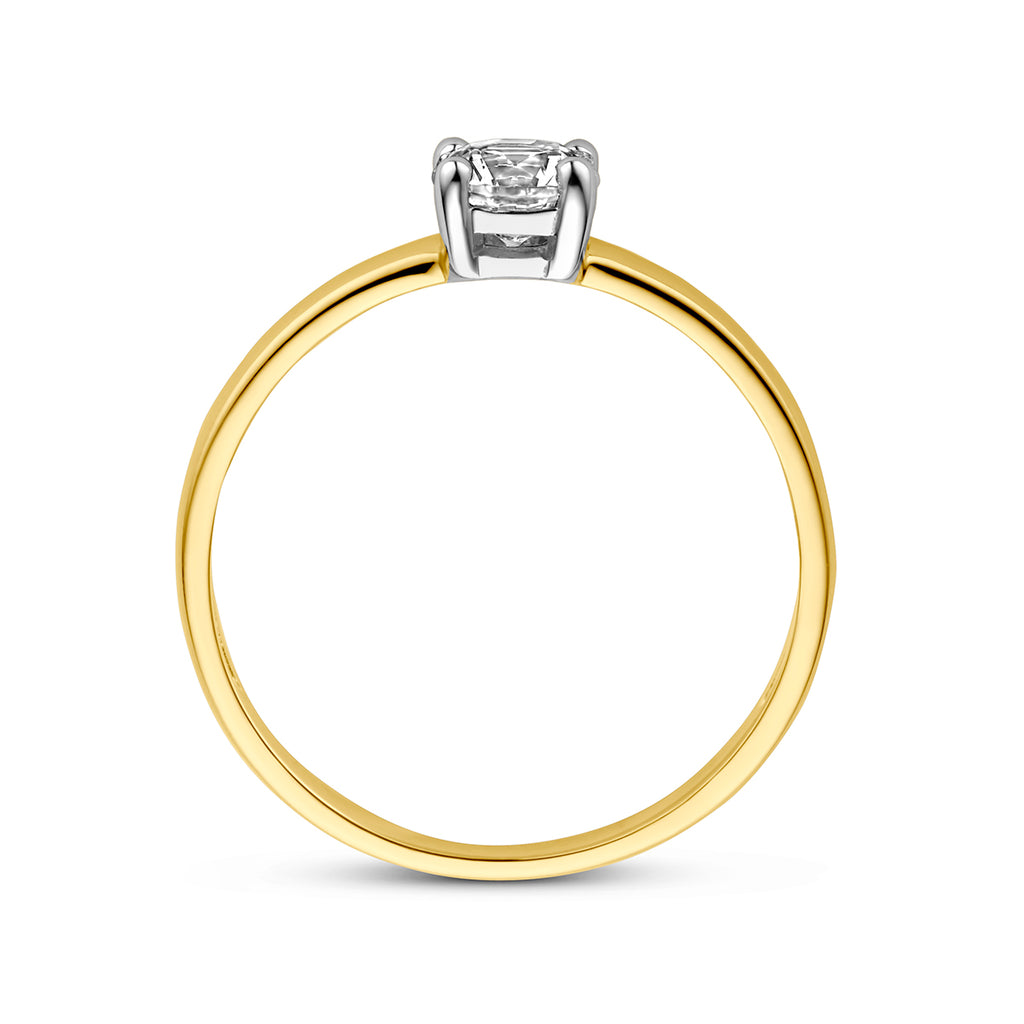 Ring zirkonia 14k bicolor goud geel/wit