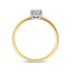 Ring zirkonia 14k bicolor goud geel/wit