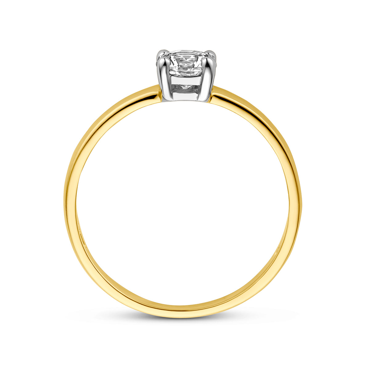 Ring zirkonia 14k bicolor goud geel/wit