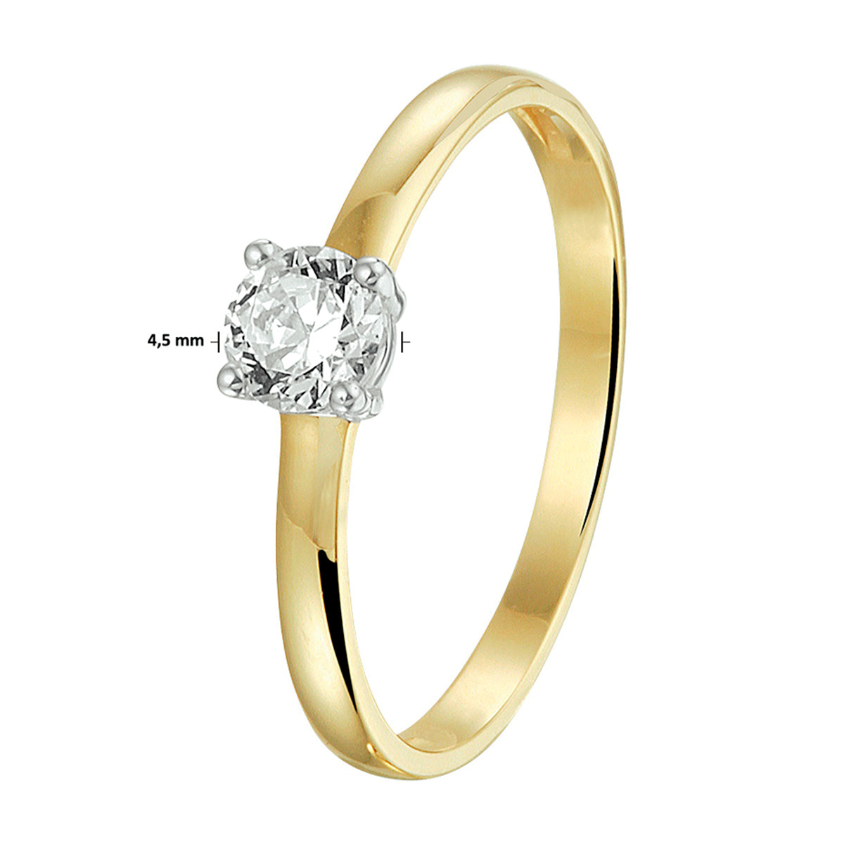 Ring zirkonia 14k bicolor goud geel/wit