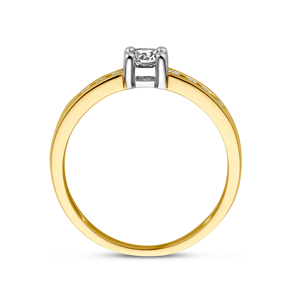 Ring zirkonia 14k bicolor goud geel/wit