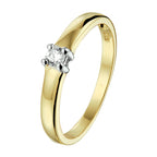 Ring zirkonia 14k bicolor goud geel/wit