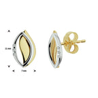 Oorknoppen diamant 0.02ct (2x0.01ct) h si 14k bicolor goud geel/wit