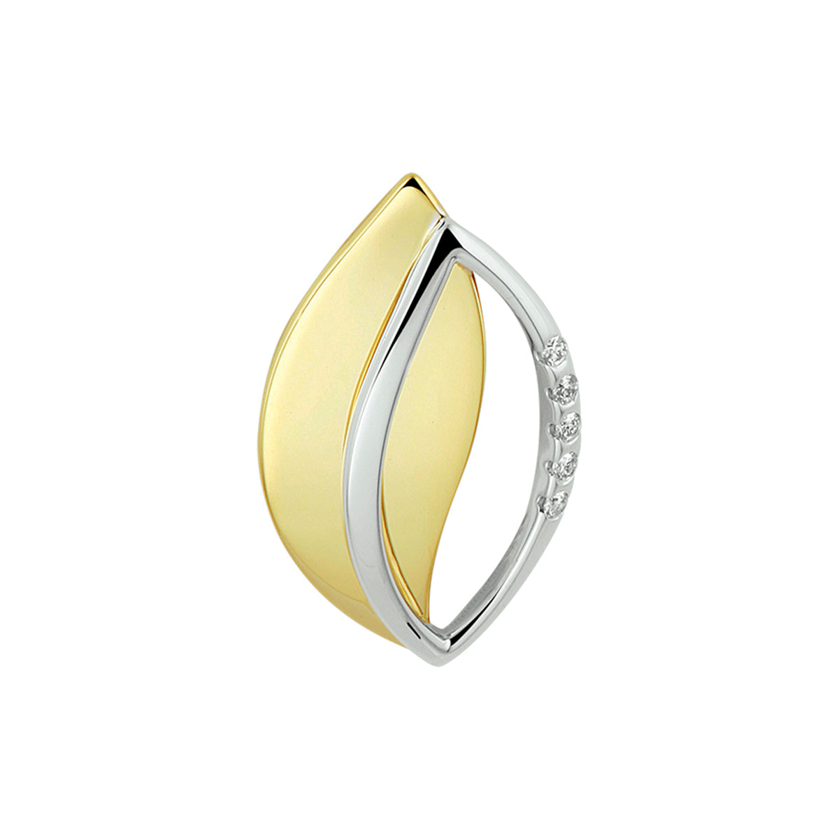 Hanger diamant 0.025ct h si 14k bicolor goud geel/wit