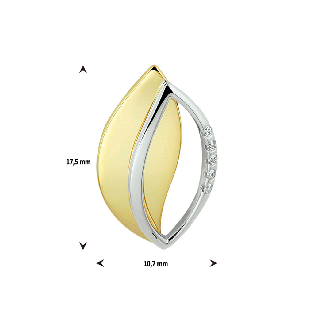Hanger diamant 0.025ct h si 14k bicolor goud geel/wit