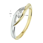 Ring zirkonia 14k bicolor goud geel/wit