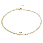 Armband valkenoog met tussenstuk 1,9 mm 14k bicolor goud geel/wit