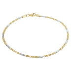 Armband valkenoog met tussenstuk 1,9 mm 14k bicolor goud geel/wit