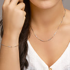 Armband valkenoog 2,1 mm 14k bicolor goud geel/wit