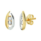 Oorknoppen zirkonia 14k bicolor goud geel/wit