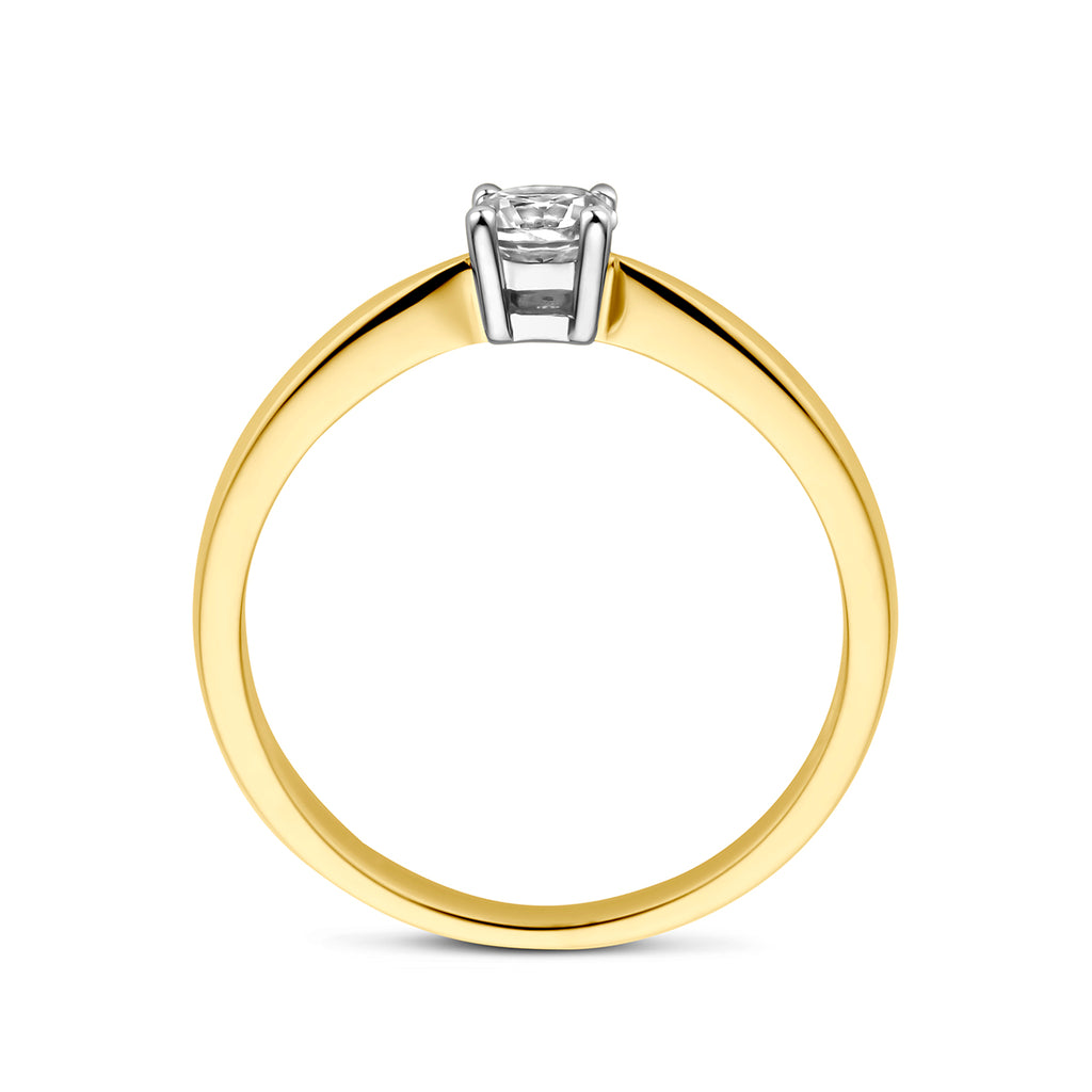 Ring zirkonia 14k bicolor goud geel/wit