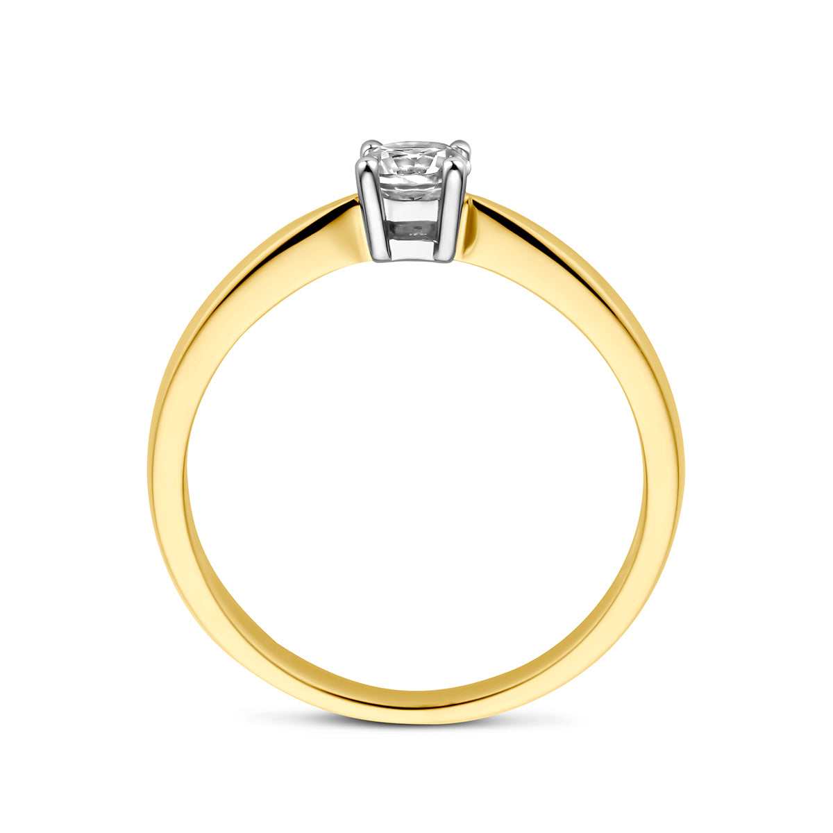 Ring zirkonia 14k bicolor goud geel/wit