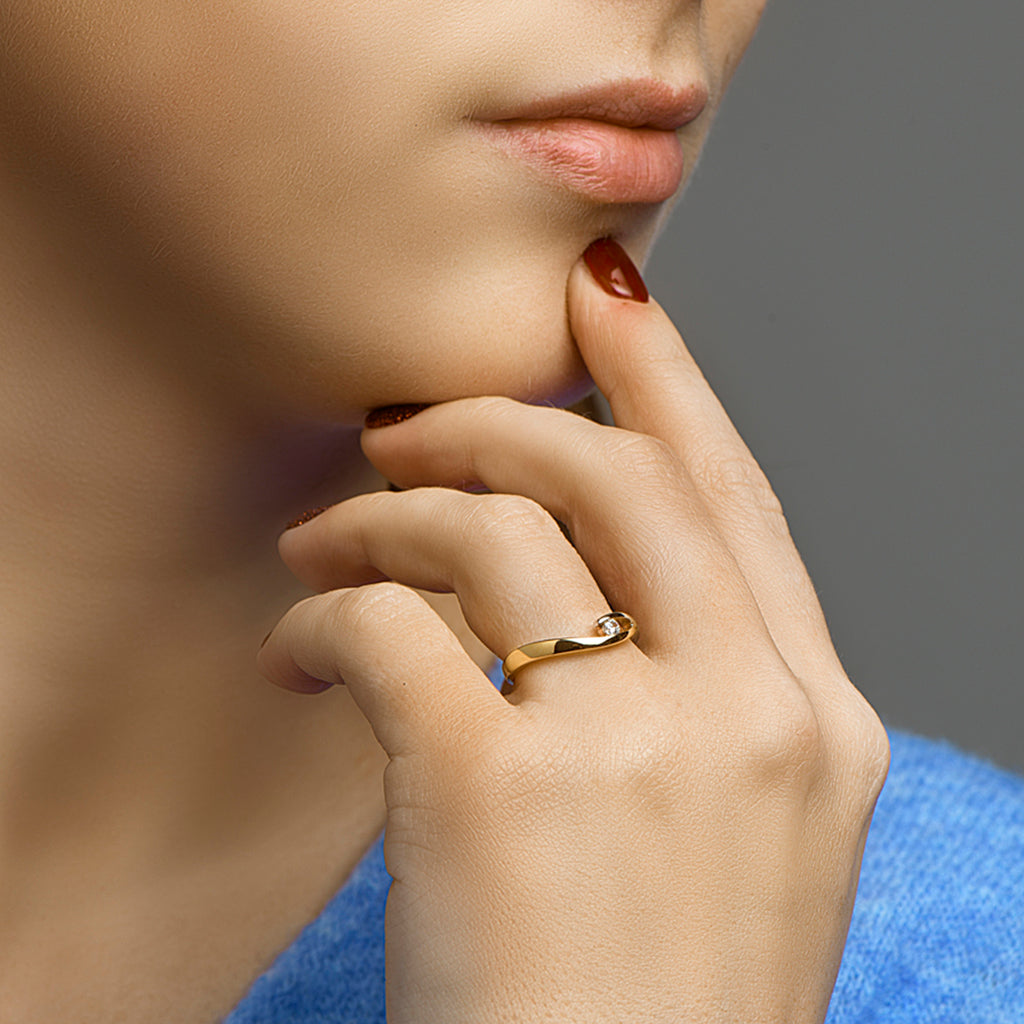 Ring zirkonia 14k bicolor goud geel/wit