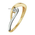Ring zirkonia 14k bicolor goud geel/wit