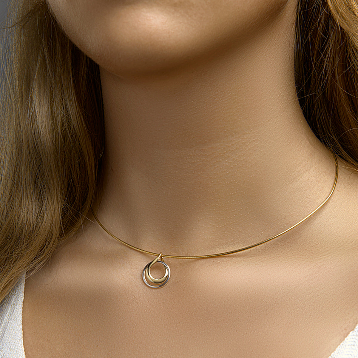 Hanger 14k bicolor goud geel/wit