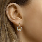 Oorhangers rond 14k bicolor goud geel/wit