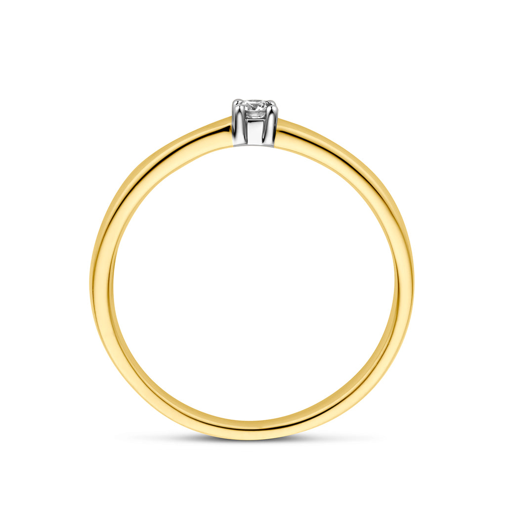 Ring diamant 0.05ct h si 14k bicolor goud geel/wit
