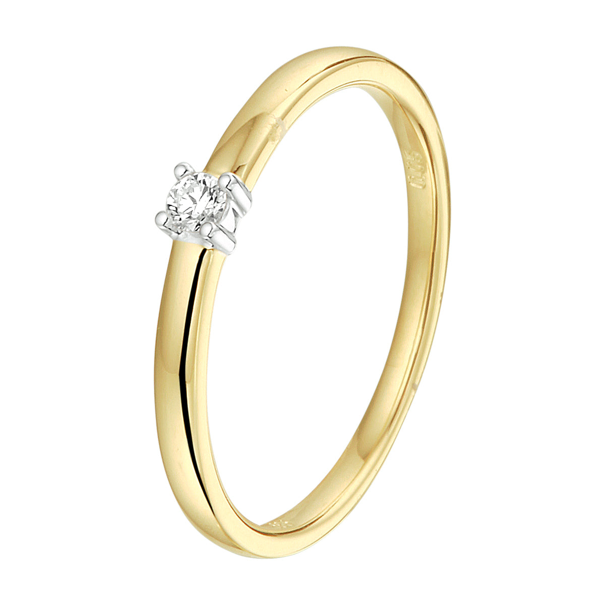 Ring diamant 0.05ct h si 14k bicolor goud geel/wit