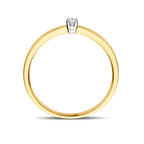 Aanzoeksring diamant 0.05ct h si 14k bicolor goud geel/wit
