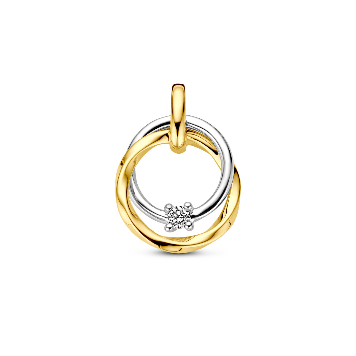Hanger diamant 0.03ct h si 14k bicolor goud geel/wit