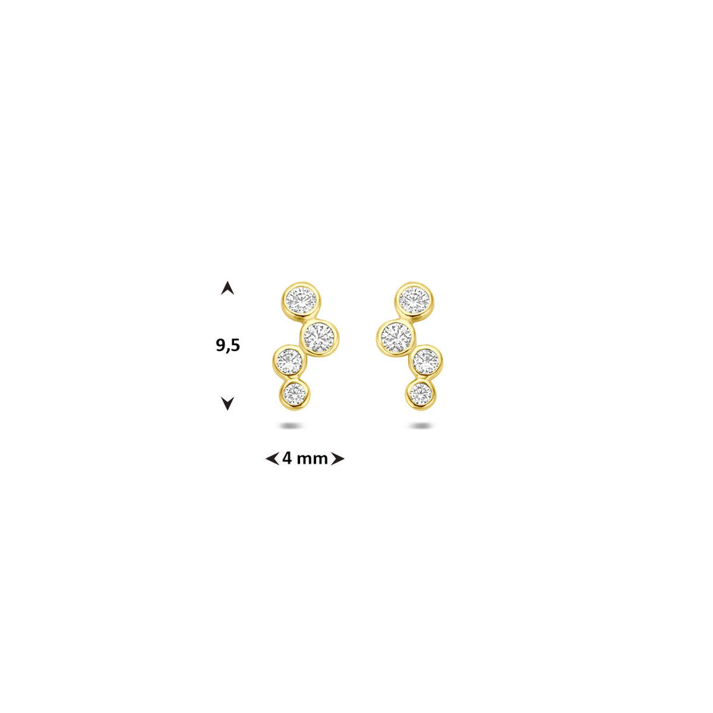 Ohrstecker Zirkonia 9,5 mm 14K Gelbgold