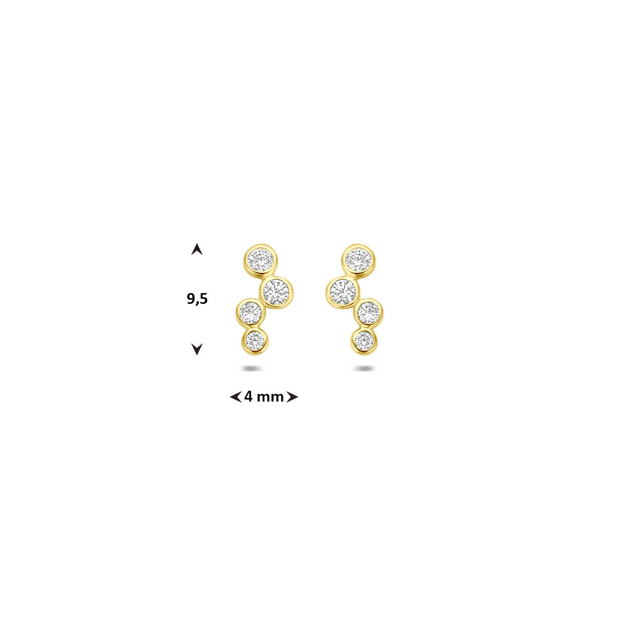 Ohrstecker Zirkonia 9,5 mm 14K Gelbgold