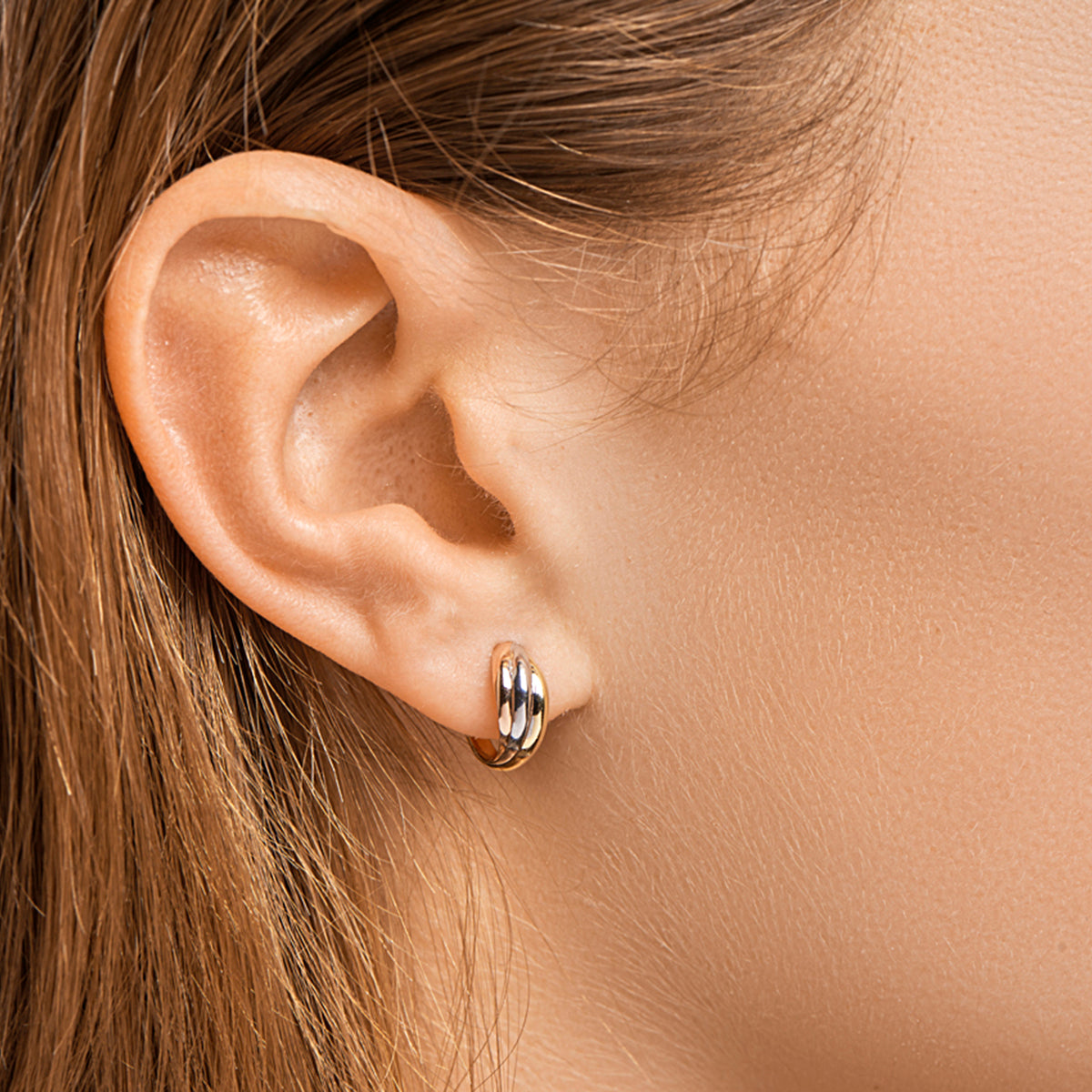 Stekeroorringen tricolor 14k tricolor goud