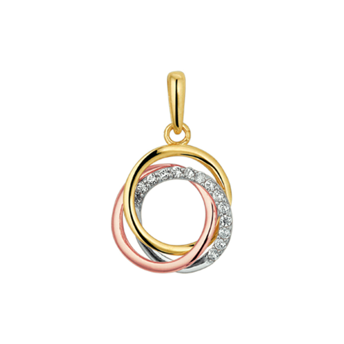 Hanger tricolor zirkonia 14k tricolor goud