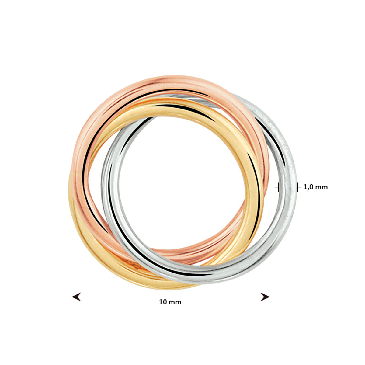 Hanger tricolor 14k tricolor goud