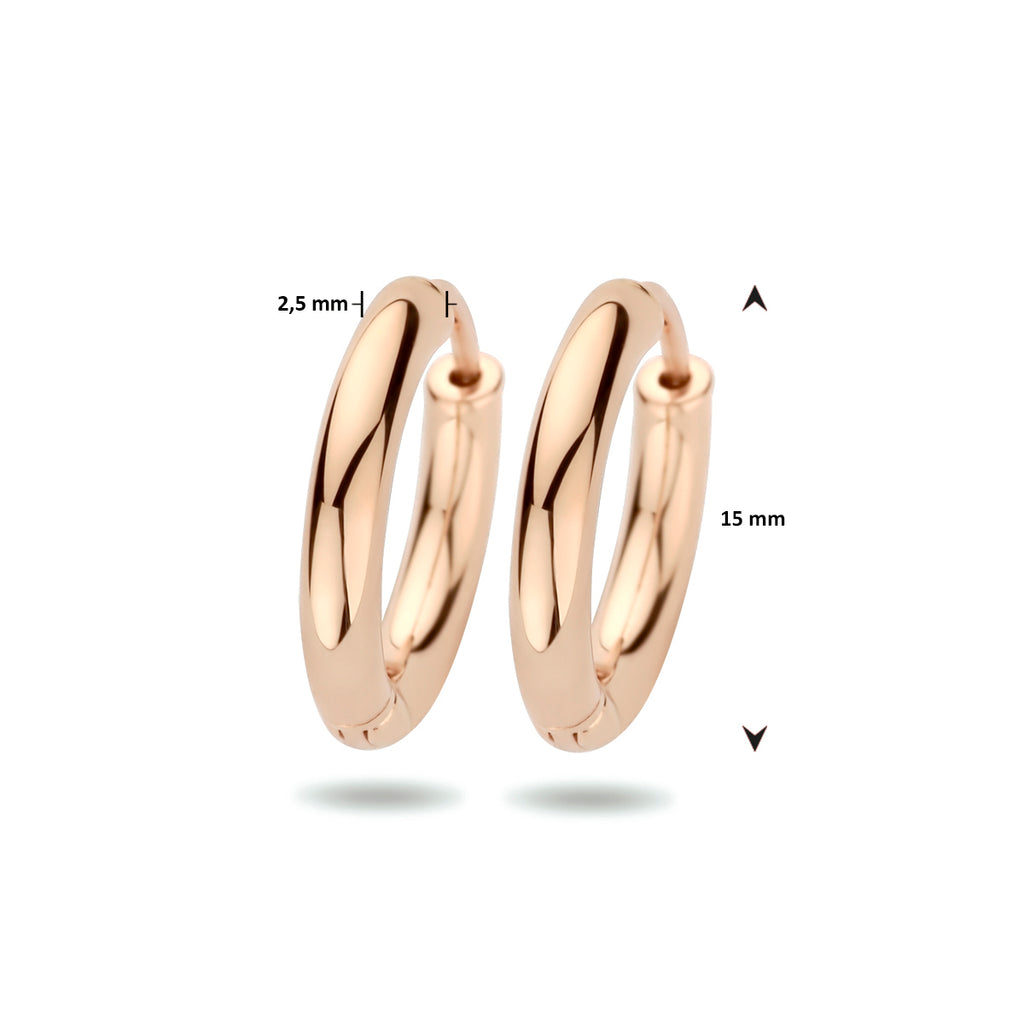 Oorringen 2,5 mm ronde buis 14k roségoud