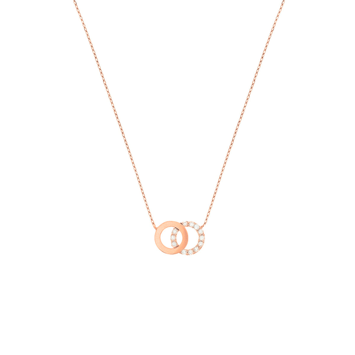 Collier rondjes zirkonia 40 - 42 - 44 cm 14k roségoud