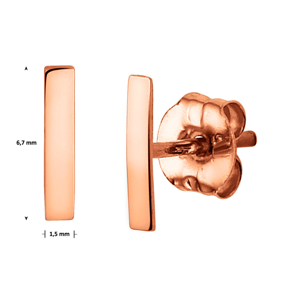 Oorknoppen balkje 14k roségoud