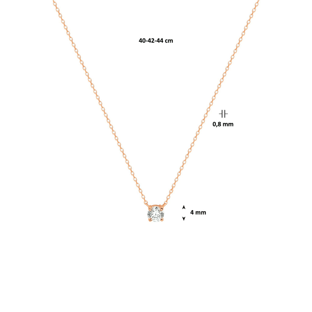 Collier zirkonia 40 - 42 - 44 cm 14k roségoud
