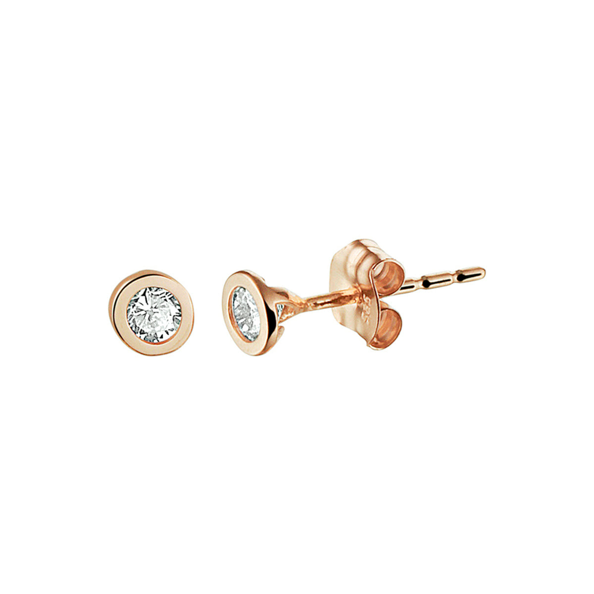Oorknoppen zirkonia 14k roségoud
