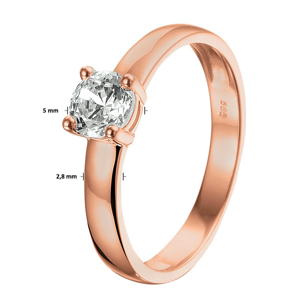 Ring zirkonia 14k roségoud