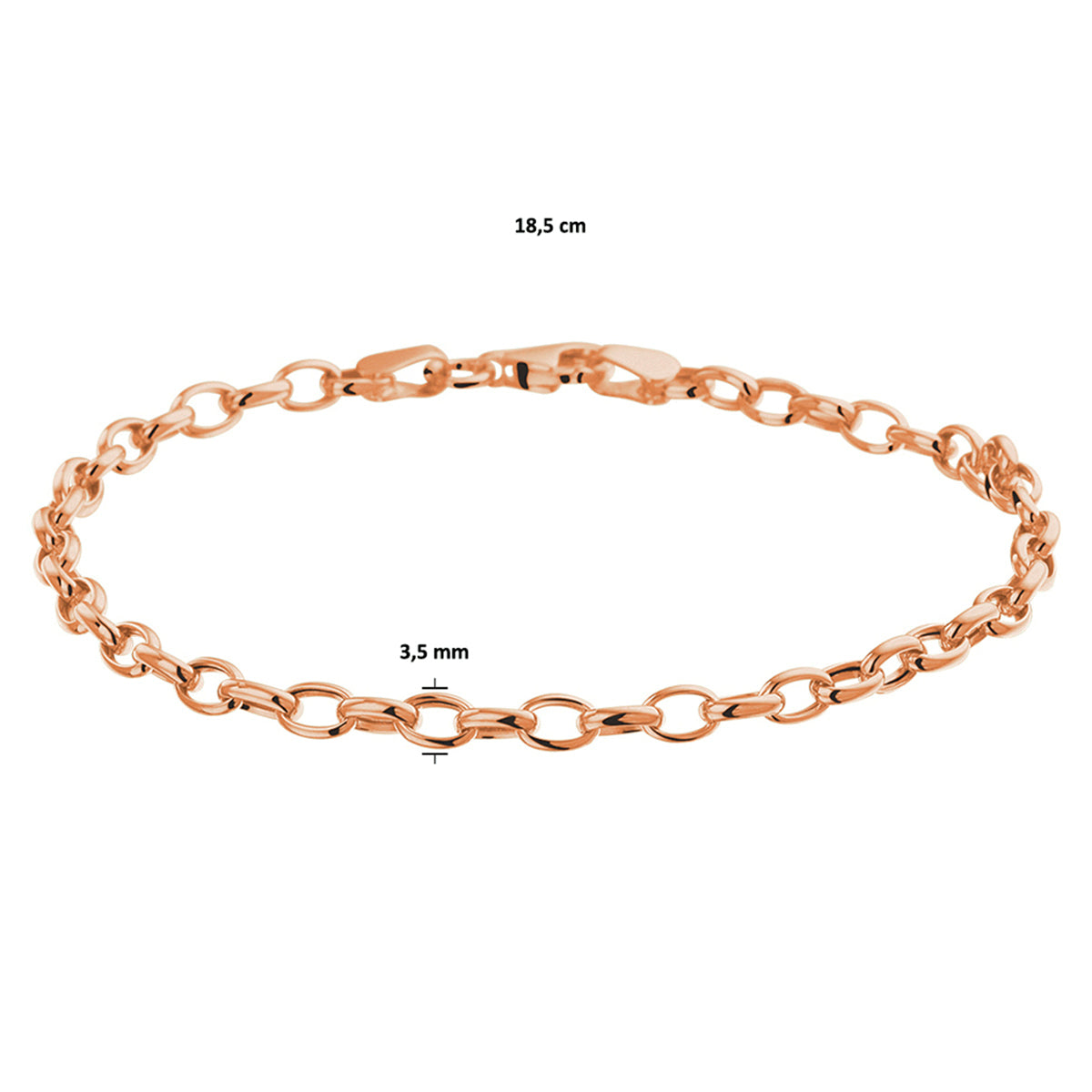 Armband anker 3,5 mm 19 cm 14k roségoud