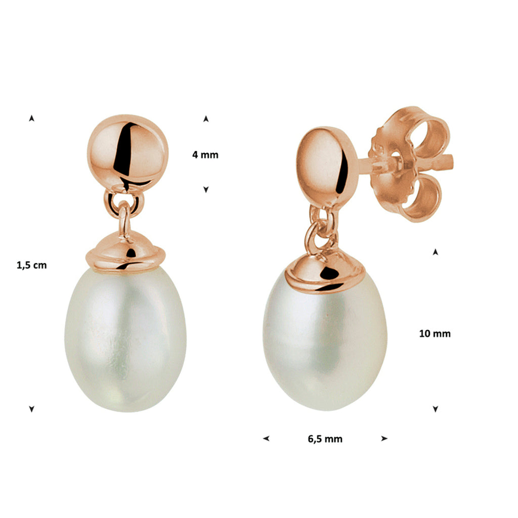 Oorhangers parel 14k roségoud