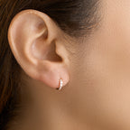 Klapoorringen zirkonia 14k roségoud